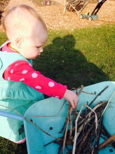 Putting sticks in my wheelbarrow