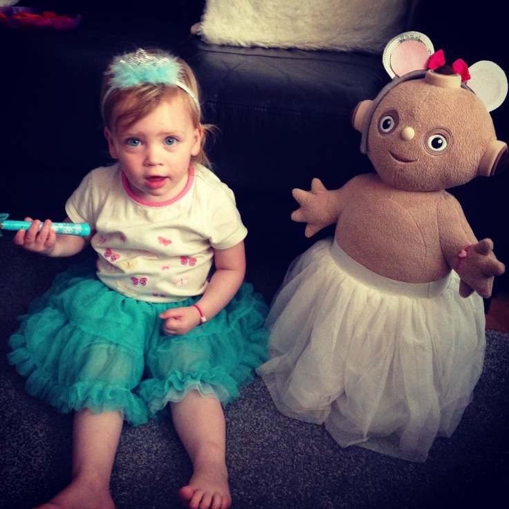 Bella dancing in tutu with Makka Pakka