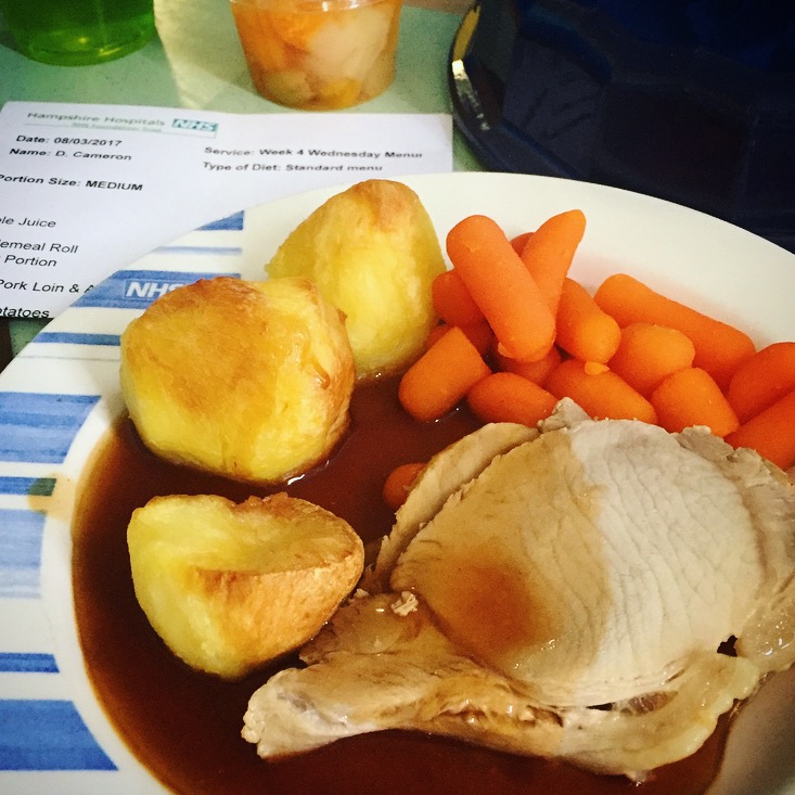 A standard hospital meal