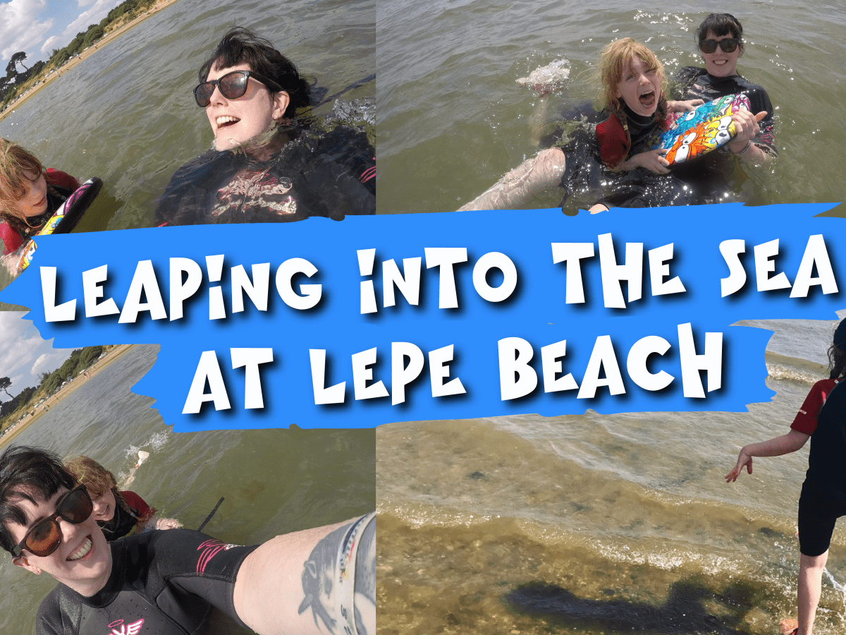 Leaping into the sea at Lepe Beach,&nbsp;Hampshire